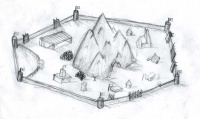 A sketch of Lizaberg, the mountain fortress.