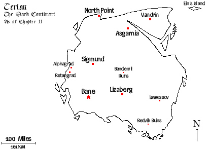 Some of Terian's key locations, as of around Chapter 11.